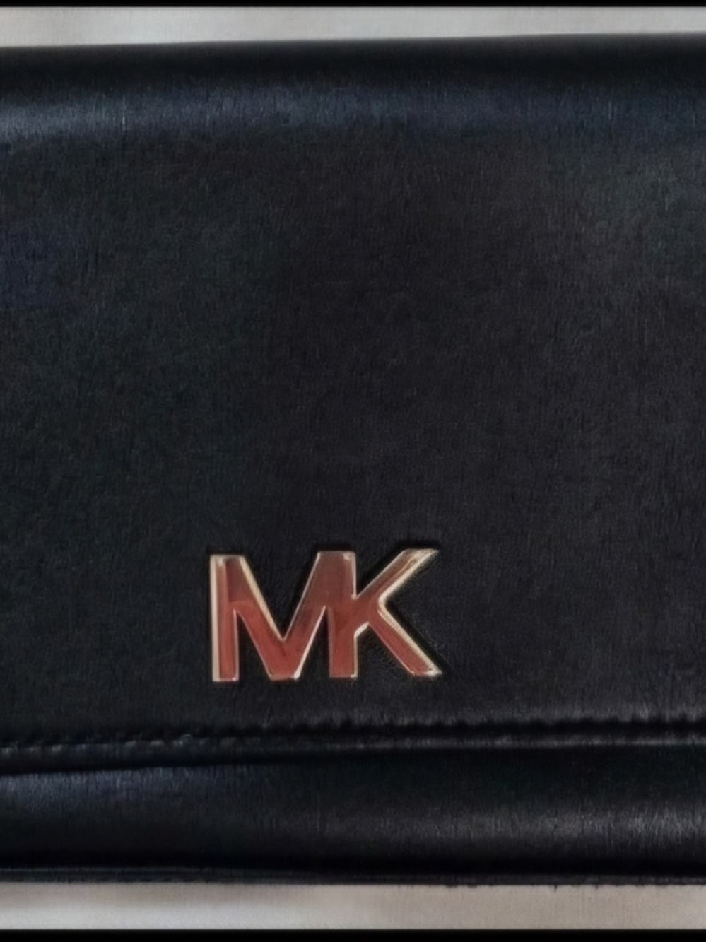 Michael Kors Black Leather Women's Waist Bag With Gold MK Emblem